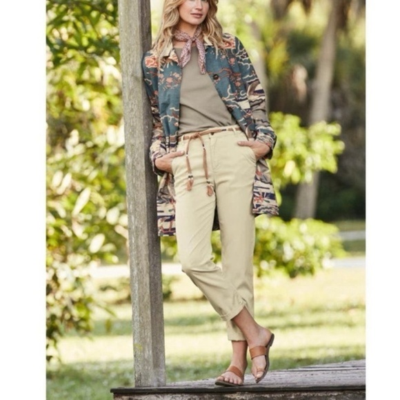 Peruvian Connection Maya Cropped Trousers Women’s Size 6 Pants White Sand - Picture 1 of 9